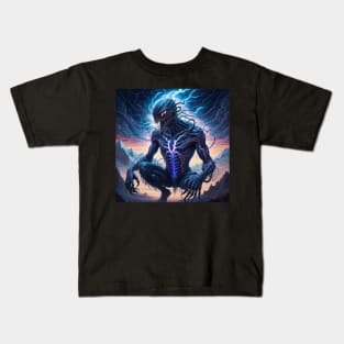 Virning alien in ligtning aura Kids T-Shirt